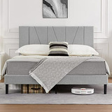 Cama Queen Size  Con Cabecera Y Listones De Madera.