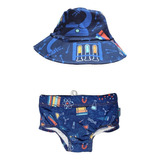 Conjunto Chapéu Sunga Shorts Proteção Uv Menino Bebê Praia 