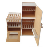 Cocina + Heladera Infantil Madera Montessori 