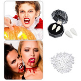 Dientes De Vampiro Colmillos Lobo Cosplay De Halloween 2 Par  +1 Paquete De Mordedores