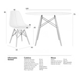 Conjunto Jantar Eames Eiffel 6 Lugares Mesa 120cm 6 Cadeiras Cor Da Tampa Mesa Branco Com Cadeiras Verde Escuro