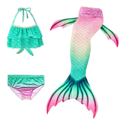 Bikini Con Diseño Traje De Baño De Sirena Para Niña 3 Piezas