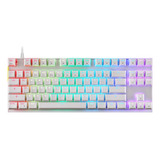 Teclado Gamer Mecânico Branco Switch Azul Led Rgb Motospeed