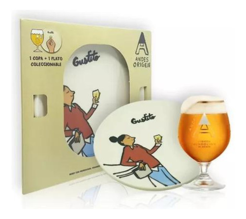 Gift Pack Cerveza Andes Copa 330 Ml + Plato En Caja Regalo