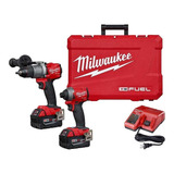 Milwaukee Combo Fuel 2997-22 Rotomartillo+ Llave De Impacto Color Rojo