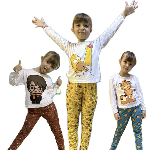 Pijama Largo Unisex Niños Tematico  Modal Varios Modelos