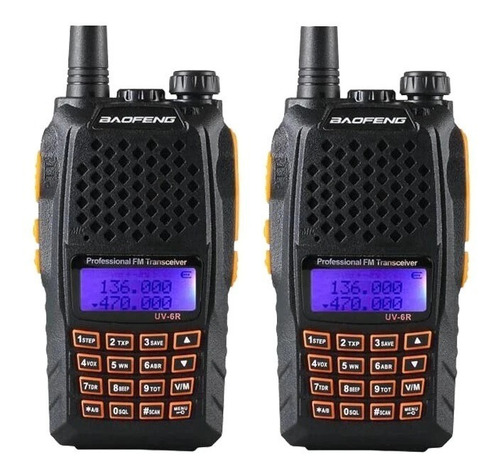 Kit 2 Rádio Comunicador Baofeng Uv-6r Ht Dual Band U/vhf Fm