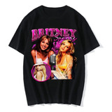 Camiseta Negra De Manga Corta Con Estampado Britney Spears