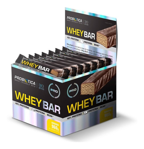 Whey Bar Probiótica Caixa Com 24 Barrinhas Vários Sabores