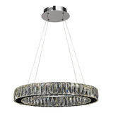 Lustre Pendente Anel 30w Led Cristal Luz 3em1 Bivolt 40cm