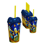 Vaso Pitillo Sonic X12 Sorpresa Piñata Regalo Fiesta 