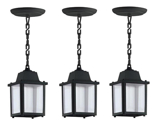 Luminaria Pendente Externo Vintage Colonial Preto Alz14 3 Un