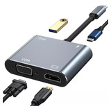 Cabo Hub Adaptador Usb-c Para Hdmi, Vga, Usb-c E Usb 3.0 Nf