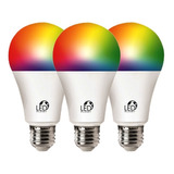 Kit 3 Smart Bulbo Led Wi-fi Inteligente 10w Rgb