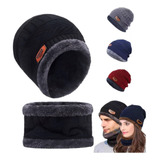 Touca Gorro + Cachecol Forrada Lã Frio Unissex Kit Proteção 