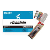 Block Indart Para Acuarela A3 Kit Acuarelas Y Pinceles