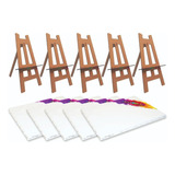 Kit 20 Telas Para Pintura 15x20 + 20 Mini Cavaletes De Mesa