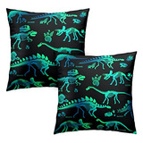 Fundas De Almohada De Huesos De Dinosaurio Verdes De 18...