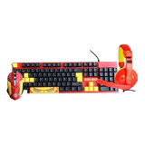 Kit Gamer Marvel Iron Man 3 En 1 Teclado+mouse+audifonos