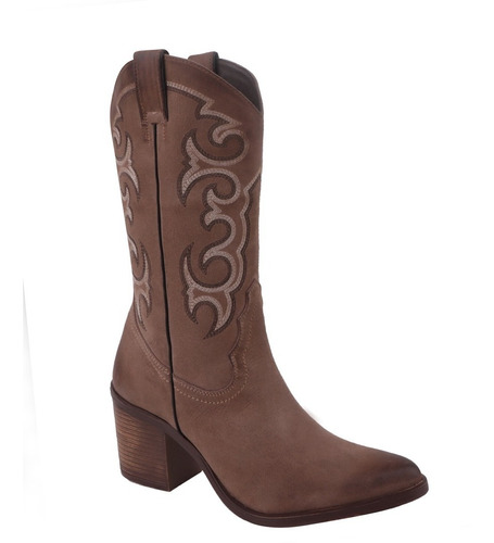 036-44 Bota Dama Mujer Taupe Tacón 7 Cm