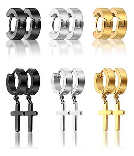 Set 6 Pares De Aros Aretes Piercing Arracadas Hombre Unisex