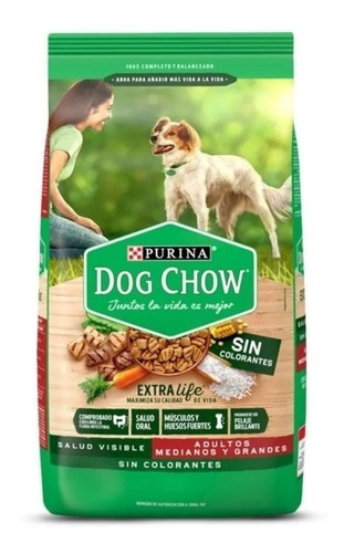 Alimento Dog Chow Salud Visible Sin Colorantes Para Perro Adulto De Raza Mediana Y Grande Sabor Mix En Bolsa De 22.7kg