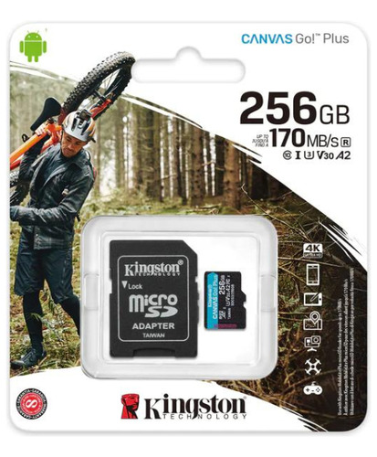 Cartão Kingston Micro Sd 256gb Canvas Go Plus Classe10 A2 U3