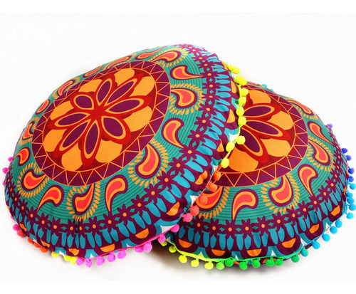 F Indian Floor Pillows, Cojines Redondos De Estilo Bohemio 4