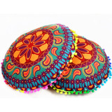 F Indian Floor Pillows, Cojines Redondos De Estilo Bohemio 4