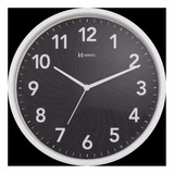 Relógio Parede Plastico 26 Cm Preto Branco Herweg