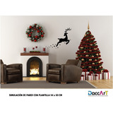 Vinil Navidad Decorativo Negro Venado Navideño Con Estrellas