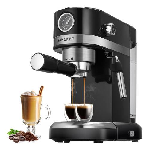 Cafetera Espresso Y Cappuccino Con Espumador De Leche, Máquina De Café Compacta De Capuchinos Mocha Y Latte, 1.4l Tanque De Agua, Barista En Casa Y Oficina, Compatible Café Molido,20 Bar, 1350w (ess4)