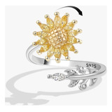 Anillo Ajustable Girasol Giratorio Antiestrés Para Mujer