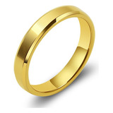 Aliança De Casamento Chanfrada Inox Dourada 4mm