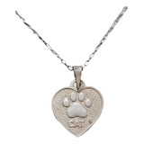 Collar Cadena Corazon Gato Huella Mujer Niños Plata 925 + Ca