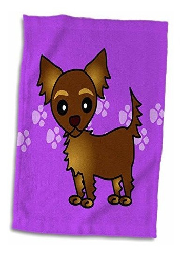 3d Rose Cute Chocolate Brown Longhaired Chihuahua Purple Con