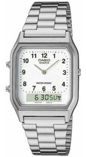 Relógio Casio Unissex Vintage Aq-230a-7bmq Cor Da Correia Prata