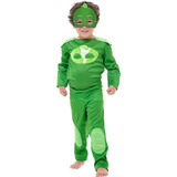 Fantasia Infantil Pj Masks Lagartixo Oficial Disney + Mask