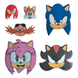 Máscaras Sonic × 6 Cotillón Cumpleaños Videojuegos 