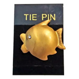 Antiguo Pin Prendedor Broche Pez Koi Metal Dorado Strass