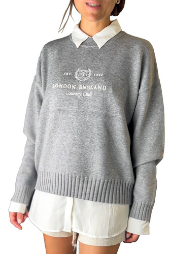 Sweater Mujer Bordado London Diseño Chic Calidad Premium