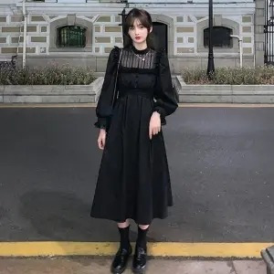 Vestido De Manga Larga Emo Y2k Goth Clothes 2022 Spring Robe