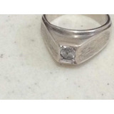 Anillo Vintage Hombre Plata Paladio Diamante Genuino