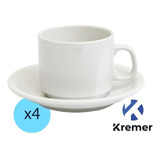 Taza De Desayuno C/plato Porcelana Restaurant Recto X4