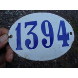 1394 Cartel Antiguo Numero Enlozado 14,5x10,5cm