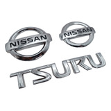 Kit De Emblemas Nissan Tsuru Cromados Cajuela Parrilla 