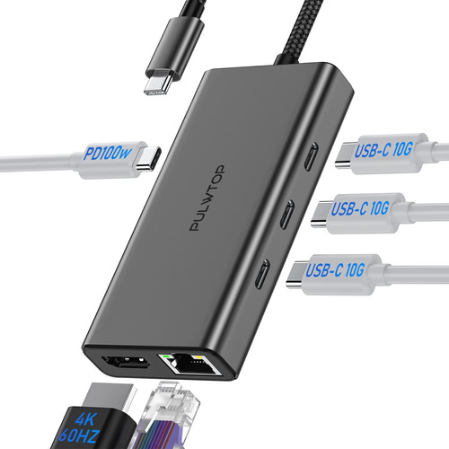 Hub Usb-c 3 De 10 Gbps Para Computadora Portátil Base Adapta