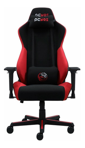 Cadeira De Escritório Pcyes Mad Racer V8 Turbo Gamer Ergonômica  Preta E Vermelha Com Estofado De Poliéster