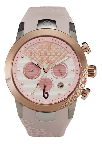 Reloj Casual Mulco Mw-3-22872-113 Lady D Color De La Correa Beige Color Del Bisel Plateado Color Del Fondo Rosa