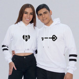 Buzo Buso Saco Hoodies Blanco Pareja Candado Llave Enamorado